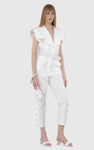 ACCESSORY AND PEARL BUTTON DETAILED JUMPSUIT