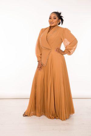 Embellished pleated Dress