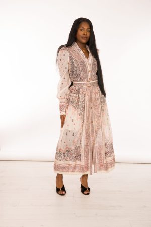 Scarf print long sleeve dress