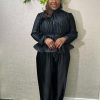 PLEATED PLISSE PEPLUM CO ORD SET