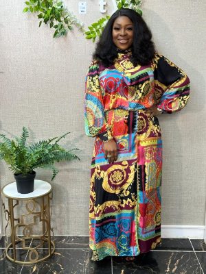 Printed High Neck Dress