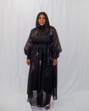 Floral silk organza top and skirt