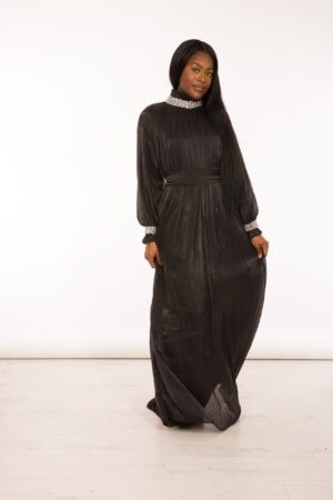 Diamanté detailed neck maxi dress