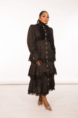 Long sleeve tiered maxi dress