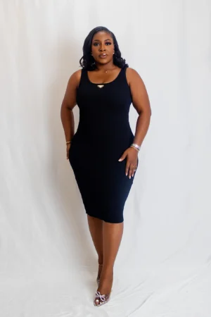 Rib knit fitted dress