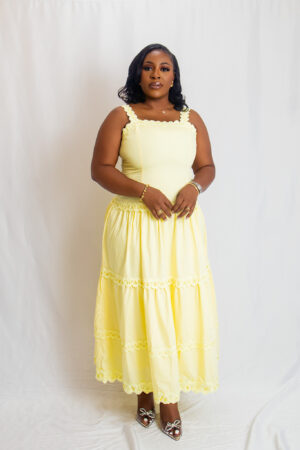 Scalloped neck cami dress