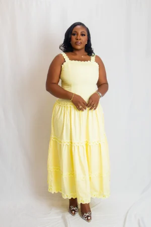 Scalloped neck cami dress