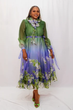 Gradient floral chiffon