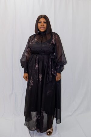 Floral silk organza top and skirt