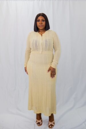 Hollow knit skirt and top