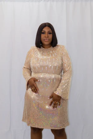 Gold sequin mini dress