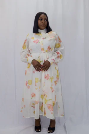 Floral midi shirt dress