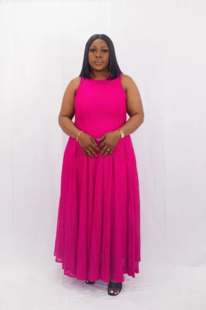 Sleeveless plisse dress