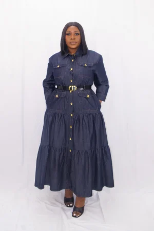 CD belted denim dress